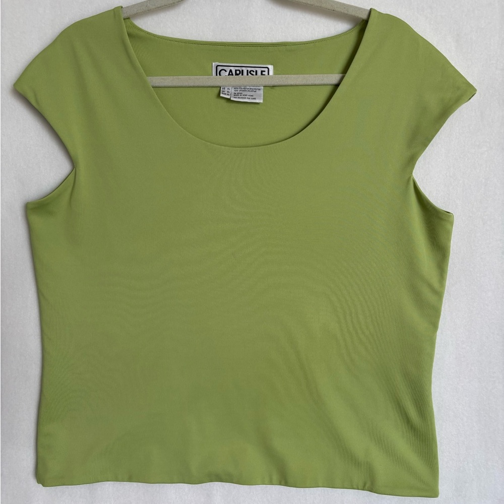 Carlisle Women Sz XL Lime Green Short Sleeve Top